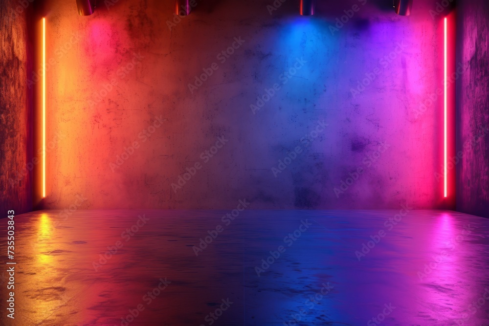 Poster colorful background neon with copy space. simple and minimalist.