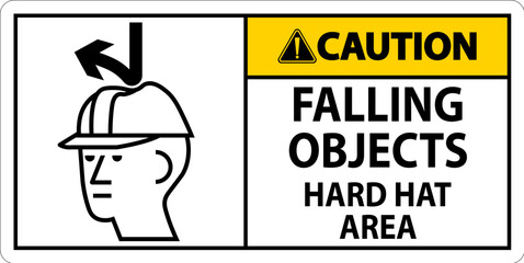 Caution Sign, Falling Objects Hard Hat Area