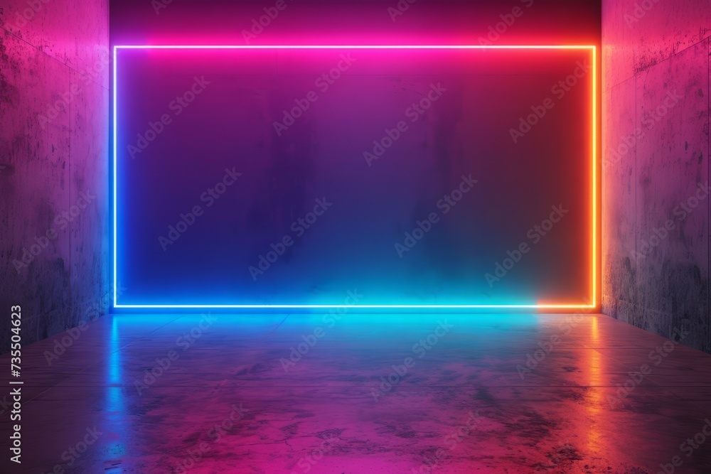 Poster colorful background neon with copy space. simple and minimalist.