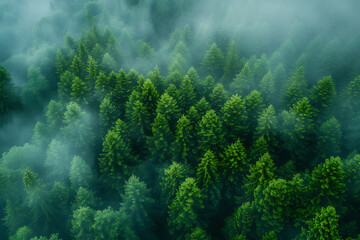 Fototapeta na wymiar Misty forest, Misty forest background