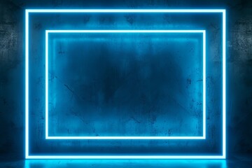 Neon frame in dark room, perfect for adding a pop of color and modern touch to nightclub or event promotions.