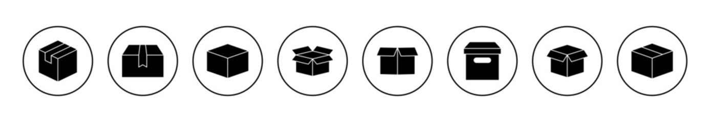 Box icon set vector. box sign and symbol, parcel, package