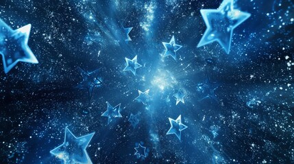Glass stars in space dark  blue background
