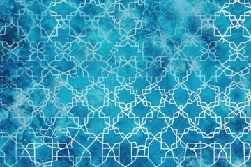 A rendition of Islamic geometric patterns and arabesque with cool blue color palate