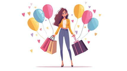 Woman is Happy with Shopping She Spend