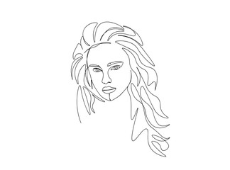 Woman, Girl Face Single Line Drawing Ai, EPS, SVG, PNG, JPG zip file