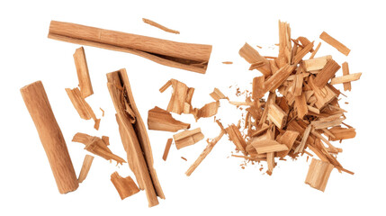 A Pile of Wood Shavings on a White Background