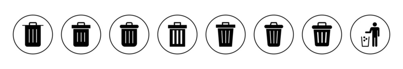 Trash icon set vector. trash can icon. delete sign and symbol.