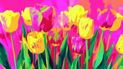Poster Bright Bold Colors Spring Pop Art Background created with Generative AI Technology © Sentoriak