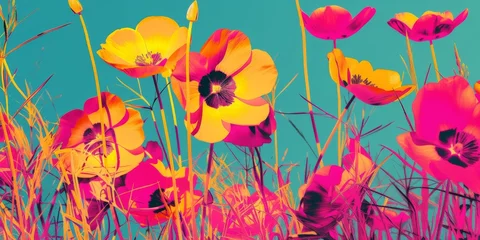 Foto op Canvas Bright Bold Colors Spring Pop Art Background created with Generative AI Technology © Sentoriak