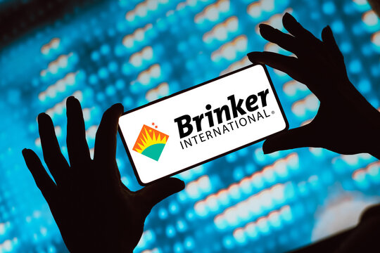 February 14, 2024, Brazil. In this photo illustration, the Brinker International, Inc. logo is displayed on a smartphone screen.