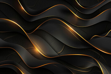 3D abstract wallpaper. Three-dimensional dark golden and black background. golden wallpaper