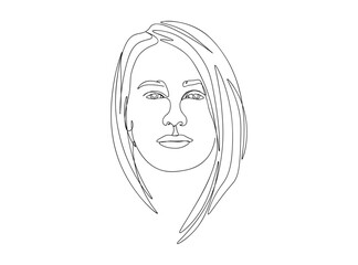 Woman, Girl Face Single Line Drawing Ai, EPS, SVG, PNG, JPG zip file