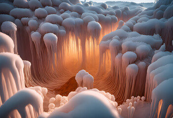 Obraz premium An otherworldly Martian landscape with a cave-like structure.