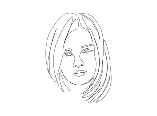 Woman, Girl Face Single Line Drawing Ai, EPS, SVG, PNG, JPG zip file