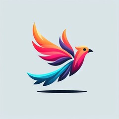 Obraz premium illustration of a bird, Vector illustration bird, luxury logo, art, drawing colorful Vector Design Illustration with gray gradient Background with space for copy created with generative ai