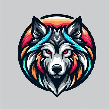 portrait of a wolf, Vector illustration wolf, logo, art, drawing art colorful Vector Design Illustration for gray Background with space for copy created with generative ai