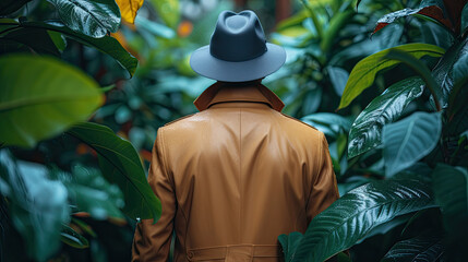 Enigmatic Spy's Shadow in a Dense Jungle: A 3D Visual Encounter - obrazy, fototapety, plakaty