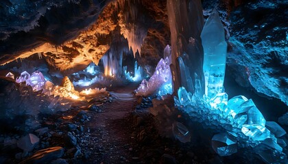 a cave filled with lots of ice formations