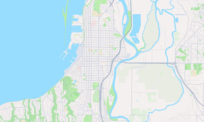 Fototapeta na wymiar Everett Washington Map, Detailed Map of Everett Washington