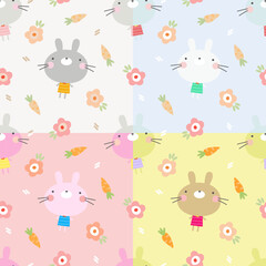 bunny and flower seamless pattern on EPS high resolution