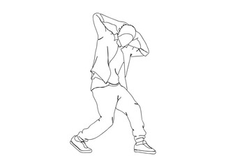 Hip Hop Dancer Single Line Drawing Ai, EPS, SVG, PNG, JPG zip file