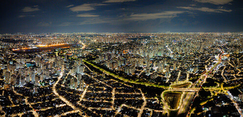 Big City landscape with airport São Paulo Brazil global south night