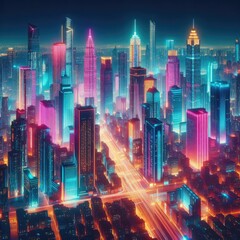 Obraz premium Urban Neon Lights Night Scene