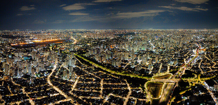 Big City landscape with airport S&atilde;o Paulo Brazil global south night