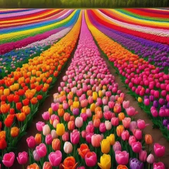 Foto op Plexiglas Colorful Tulip Field Background 3 © Park Windsor
