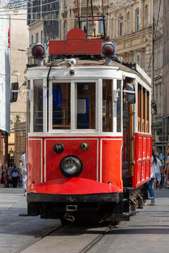 Old tram in Beyoglu, Istanbul, Turkey