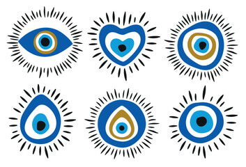 Nazar Amulet flat design vector symbol. Insulated talisman from the evil eye believed to protect from bad luck and envy. Vector illustration