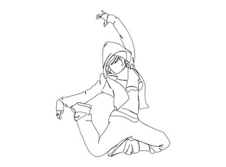 Hip Hop Dancer Single Line Drawing Ai, EPS, SVG, PNG, JPG zip file