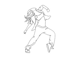 Hip Hop Dancer Single Line Drawing Ai, EPS, SVG, PNG, JPG zip file
