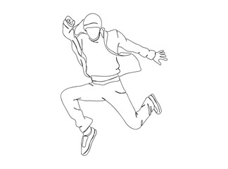Fototapeta na wymiar Hip Hop Dancer Single Line Drawing Ai, EPS, SVG, PNG, JPG zip file