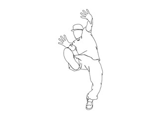 Hip Hop Dancer Single Line Drawing Ai, EPS, SVG, PNG, JPG zip file