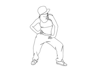 Fototapeta premium Hip Hop Dancer Single Line Drawing Ai, EPS, SVG, PNG, JPG zip file