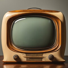 Retro Television Set with Wooden Exterior