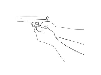 Gun with Hand Single Line Drawing Ai, EPS, SVG, PNG, JPG zip file