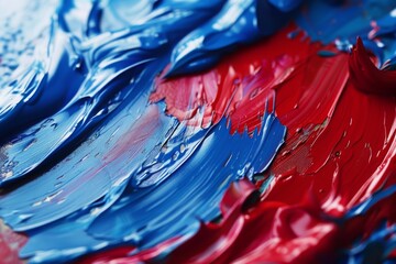 A swirl of emotions is captured in this vibrant clash of blue and red paint strokes, a visual representation of passion and depth.

