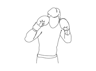 Boxing Player Single Line Drawing Ai, EPS, SVG, PNG, JPG zip file
