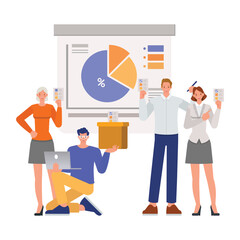 Business poll vote illustration concept. Business people working in office character vector design. 