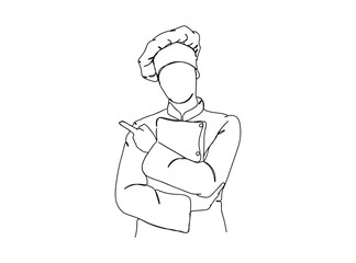 Chef Single Line Drawing Ai, EPS, SVG, PNG, JPG zip file