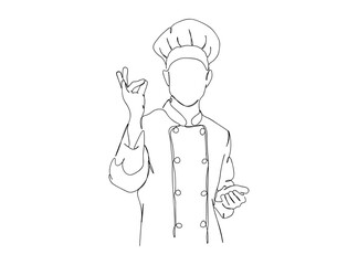 Chef Single Line Drawing Ai, EPS, SVG, PNG, JPG zip file
