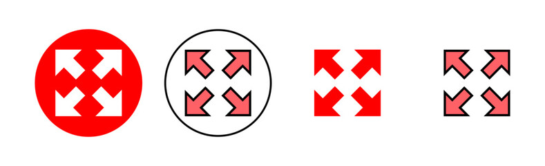 Obraz premium Fullscreen Icon set illustration. Expand to full screen sign and symbol. Arrows symbol