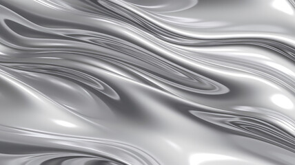 Holographic silver chrome gradient waves , liquid texture abstract background. Liquid surface, ripples, reflections. 3d render illustration.