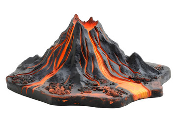 Volcano eruption with lava isolated on transparent background - obrazy, fototapety, plakaty