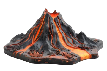 Fotobehang Volcano eruption with lava isolated on transparent background © zeenika