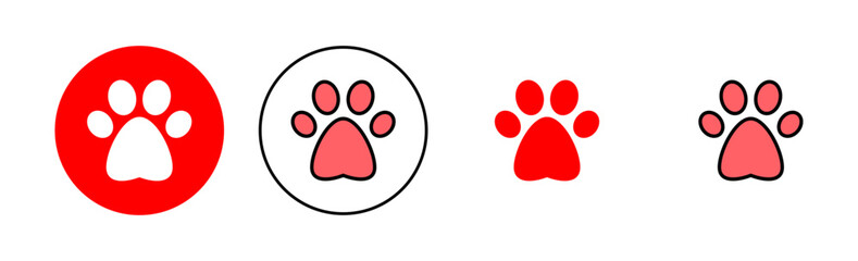 Paw icon set illustration. paw print sign and symbol. dog or cat paw