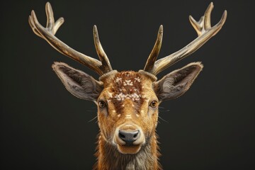 deer portrait on black background, highly detailed - generative ai